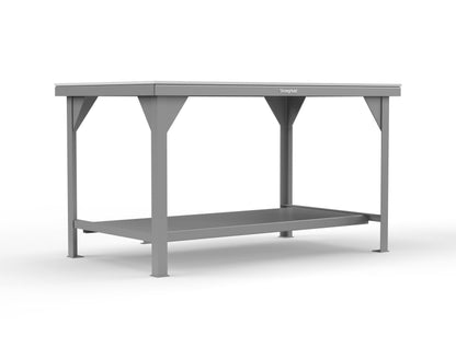 Extreme Duty 7 GA Shop Table with UHMW Top, 1 Shelf - 60 In. W x 36 In. D x 34 In. H - T6036-UHMW-7037