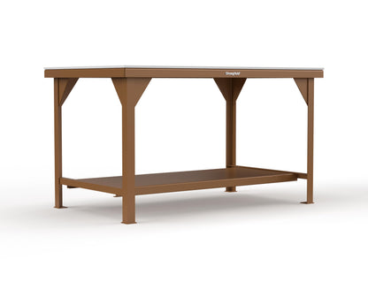 Extreme Duty 7 GA Shop Table with UHMW Top, 1 Shelf - 60 In. W x 36 In. D x 34 In. H - T6036-UHMW-8008