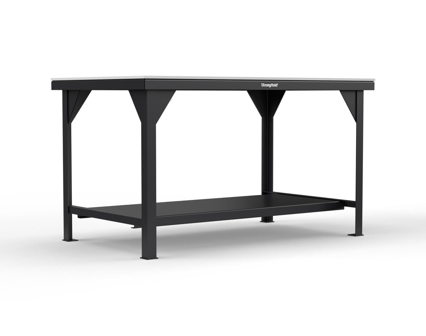 Extreme Duty 7 GA Shop Table with UHMW Top, 1 Shelf - 60 In. W x 36 In. D x 34 In. H - T6036-UHMW-9005