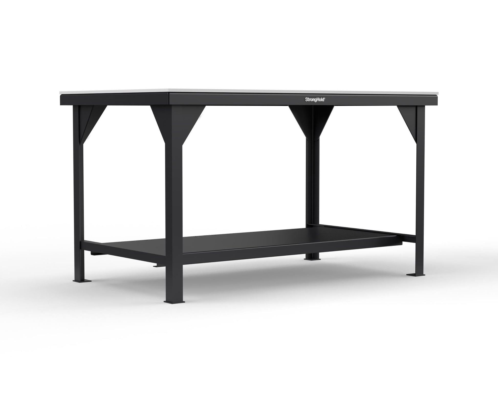 Extreme Duty 7 GA Shop Table with UHMW Top, 1 Shelf - 60 In. W x 36 In. D x 34 In. H - T6036-UHMW-9005