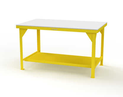Extreme Duty 7 GA Shop Table with UHMW Top, 1 Shelf - 60 In. W x 36 In. D x 34 In. H - T6036-UHMW-1021
