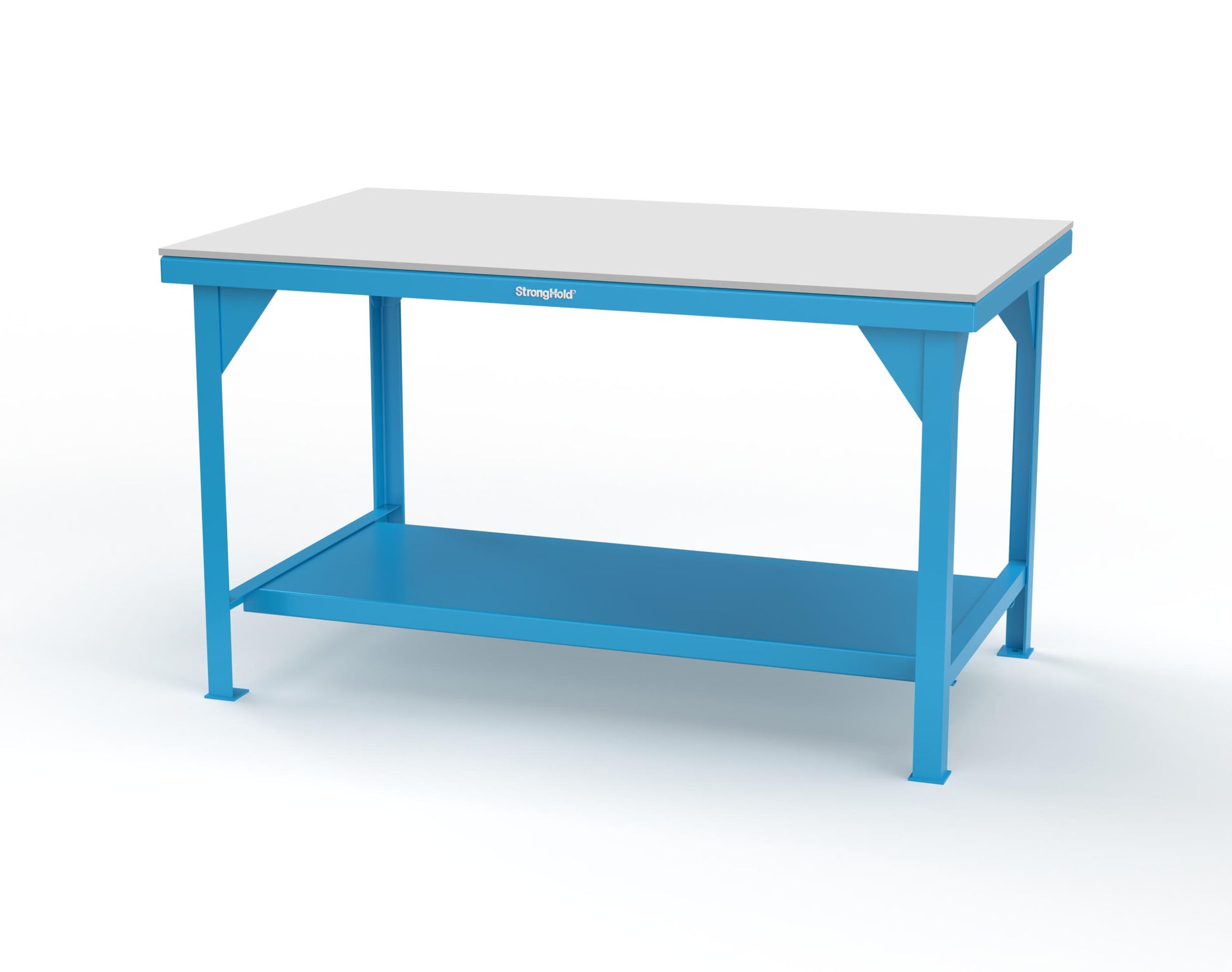 Extreme Duty 7 GA Shop Table with UHMW Top, 1 Shelf - 60 In. W x 36 In. D x 34 In. H - T6036-UHMW-5012