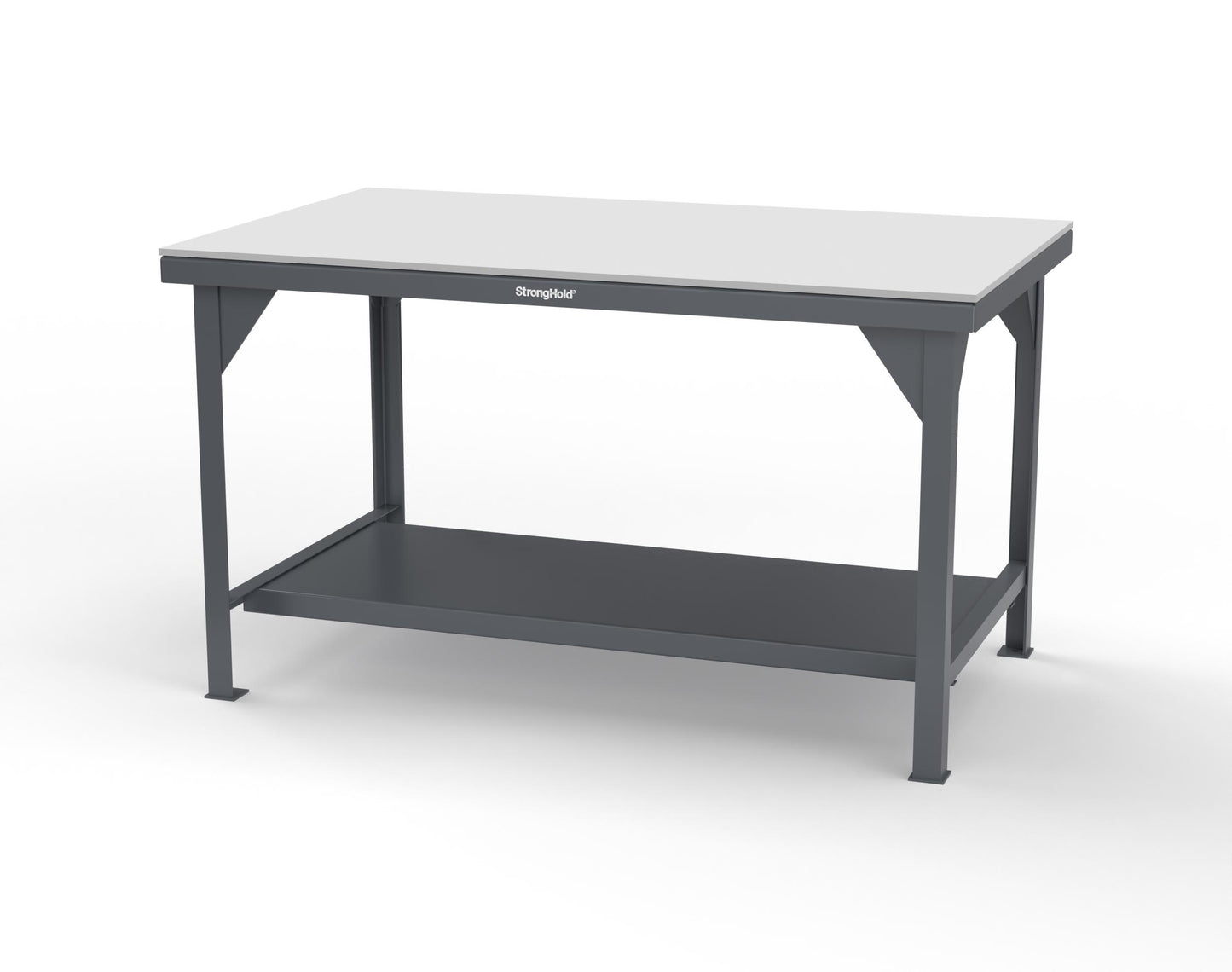 Extreme Duty 7 GA Shop Table with UHMW Top, 1 Shelf - 60 In. W x 36 In. D x 34 In. H - T6036-UHMW-7024