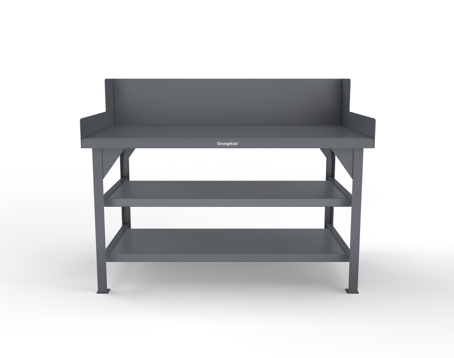 Extreme Duty 7 GA Shop Table with Side Guards, 2 Shelves - 60 In. W x 36 In. D x 46 In. H - T6036S/SG-7024