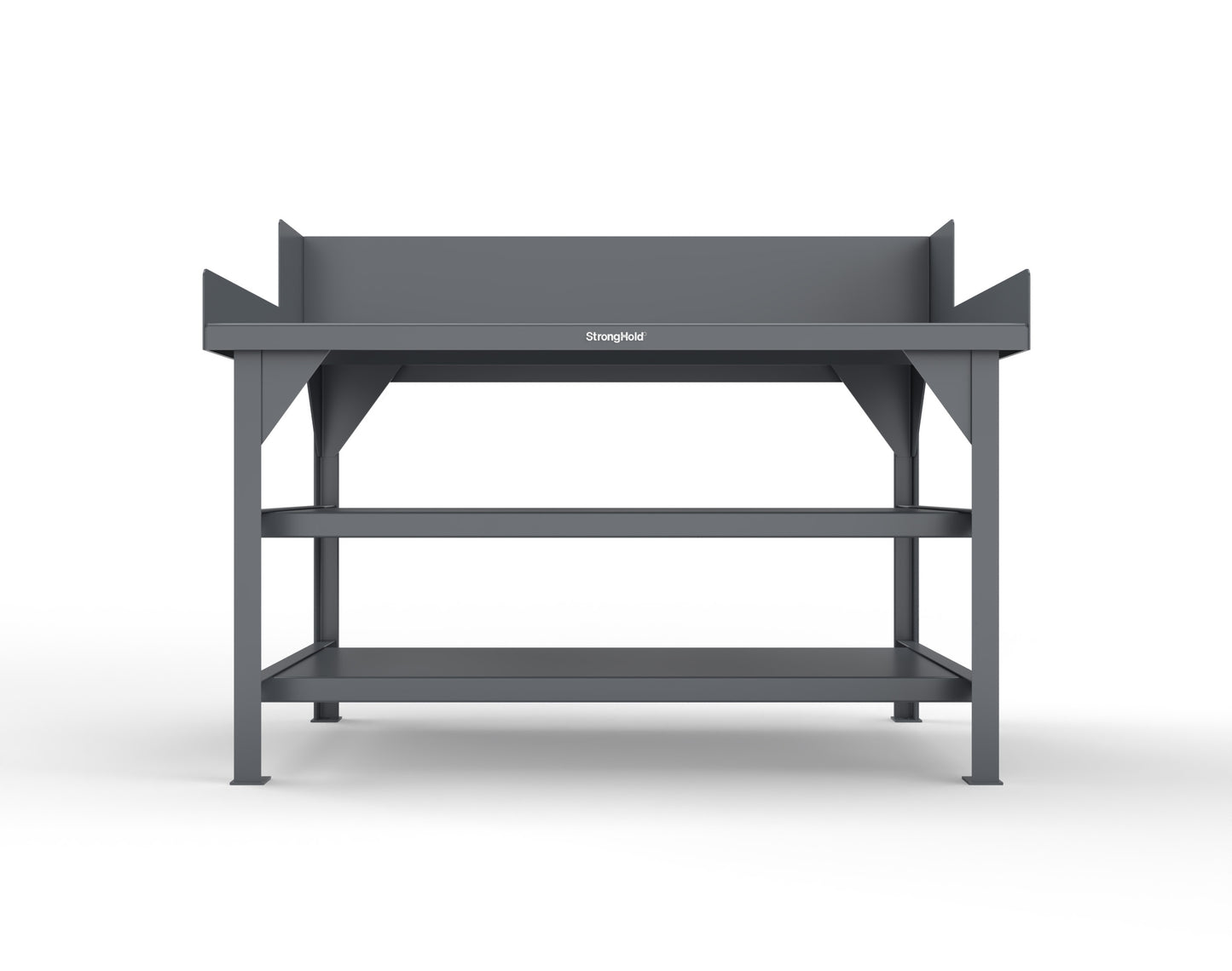 Extreme Duty 7 GA Shop Table with Side Guards, 2 Shelves - 60 In. W x 36 In. D x 46 In. H - T6036S/SG-7024