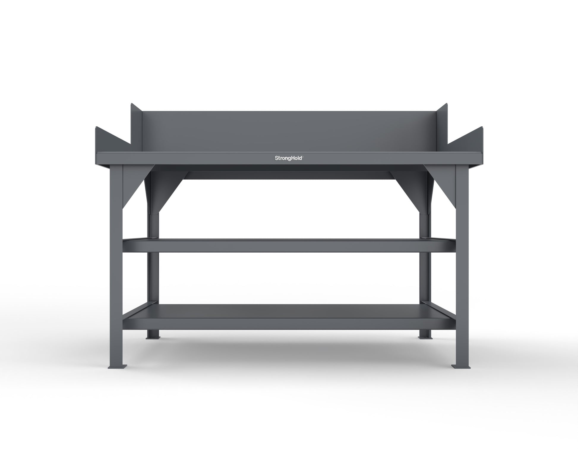 Extreme Duty 7 GA Shop Table with Side Guards, 2 Shelves - 60 In. W x 36 In. D x 46 In. H - T6036S/SG-7024