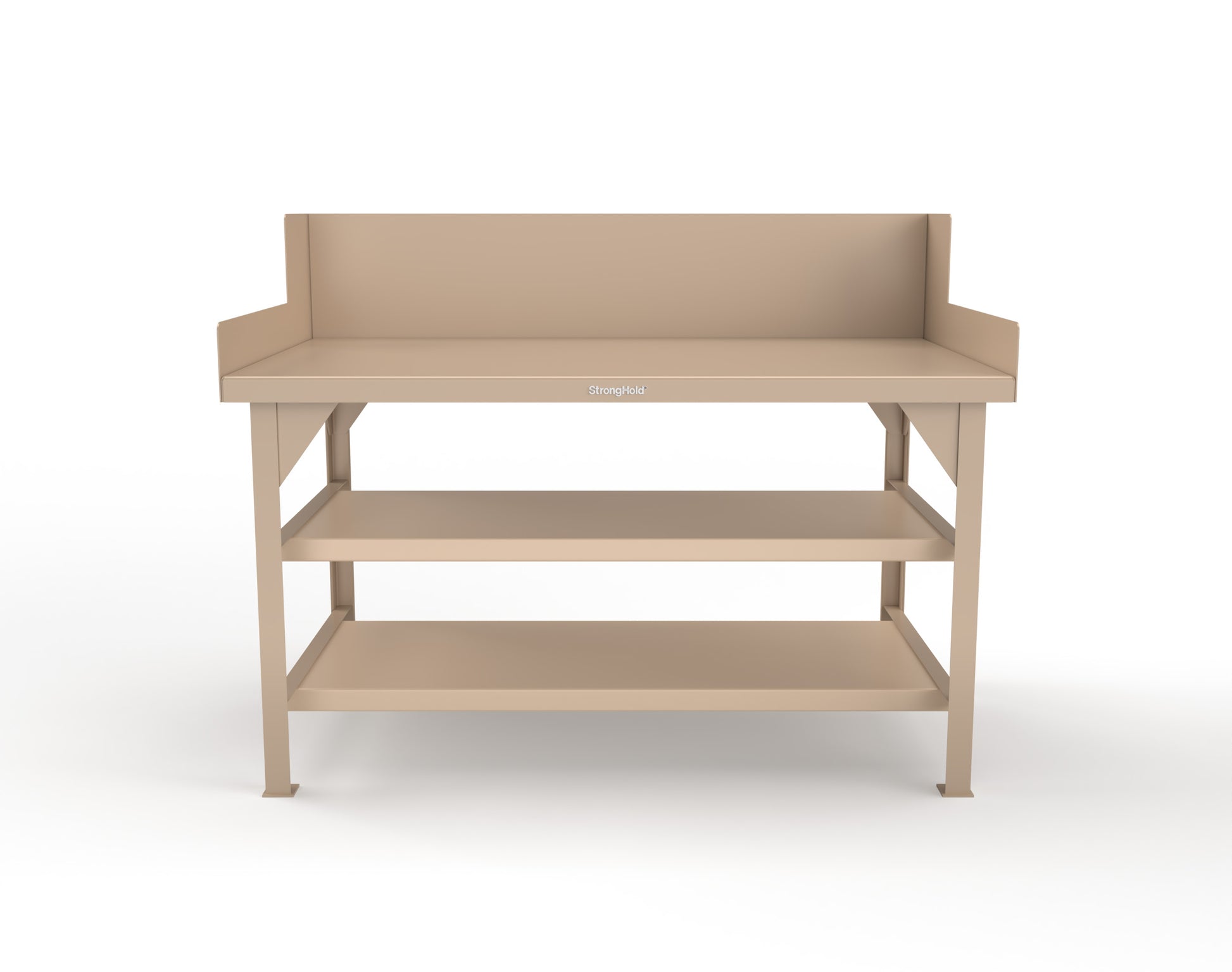 Extreme Duty 7 GA Shop Table with Side Guards, 2 Shelves - 60 In. W x 36 In. D x 46 In. H - T6036S/SG-1019