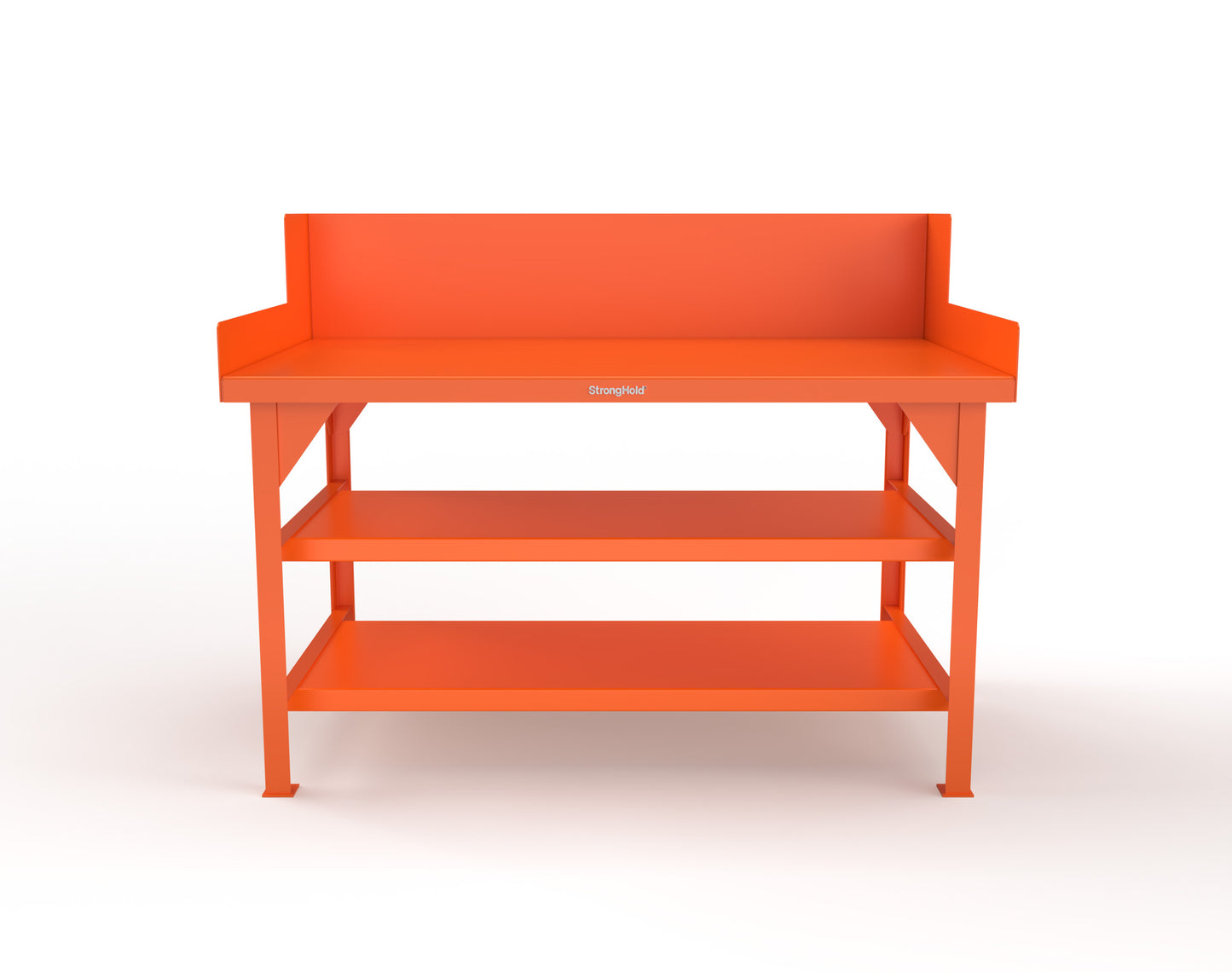 Extreme Duty 7 GA Shop Table with Side Guards, 2 Shelves - 60 In. W x 36 In. D x 46 In. H - T6036S/SG-2004