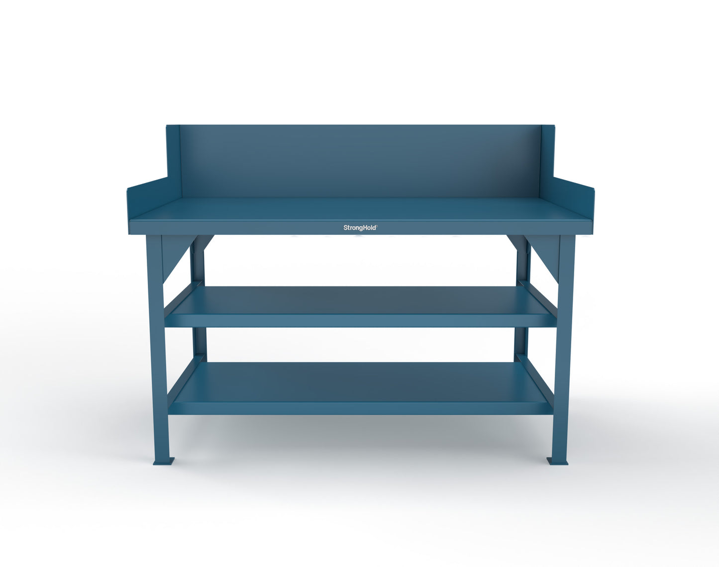 Extreme Duty 7 GA Shop Table with Side Guards, 2 Shelves - 60 In. W x 36 In. D x 46 In. H - T6036S/SG-5010