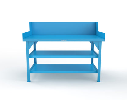Extreme Duty 7 GA Shop Table with Side Guards, 2 Shelves - 60 In. W x 36 In. D x 46 In. H - T6036S/SG-5012