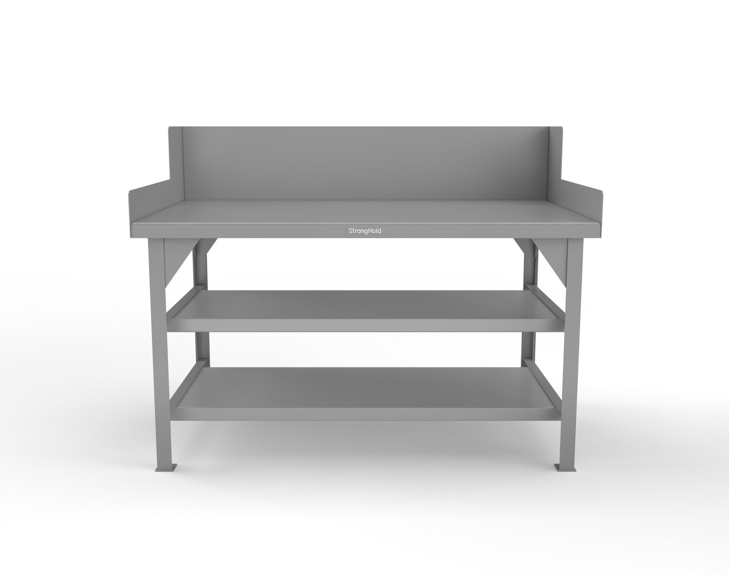 Extreme Duty 7 GA Shop Table with Side Guards, 2 Shelves - 60 In. W x 36 In. D x 46 In. H - T6036S/SG-7037