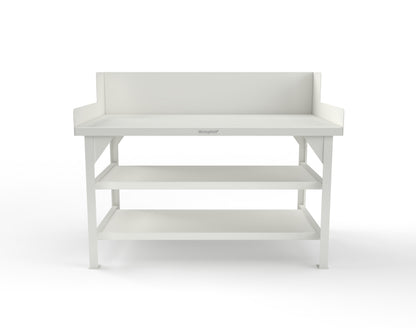 Extreme Duty 7 GA Shop Table with Side Guards, 2 Shelves - 60 In. W x 36 In. D x 46 In. H - T6036S/SG-9003