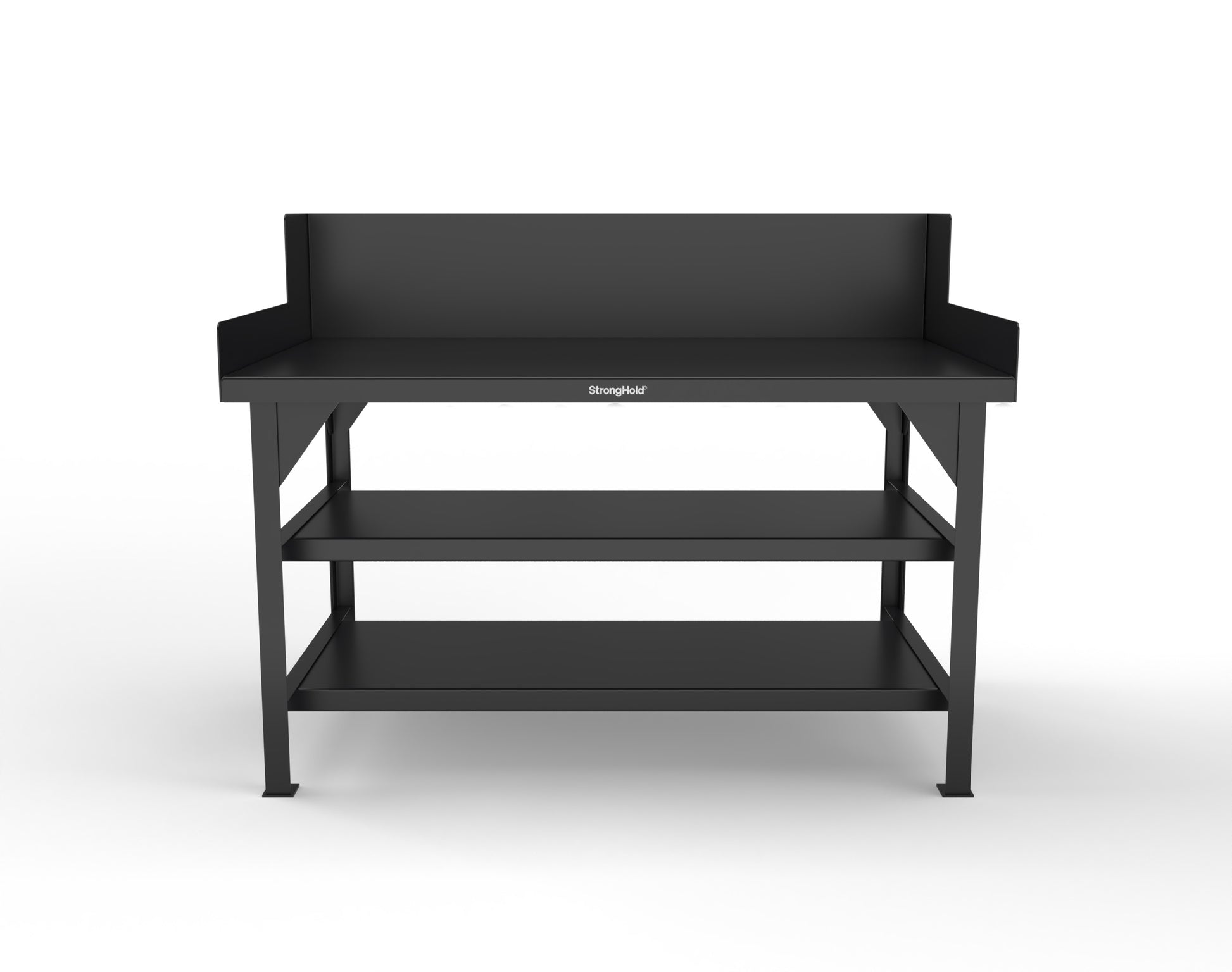 Extreme Duty 7 GA Shop Table with Side Guards, 2 Shelves - 60 In. W x 36 In. D x 46 In. H - T6036S/SG-9005