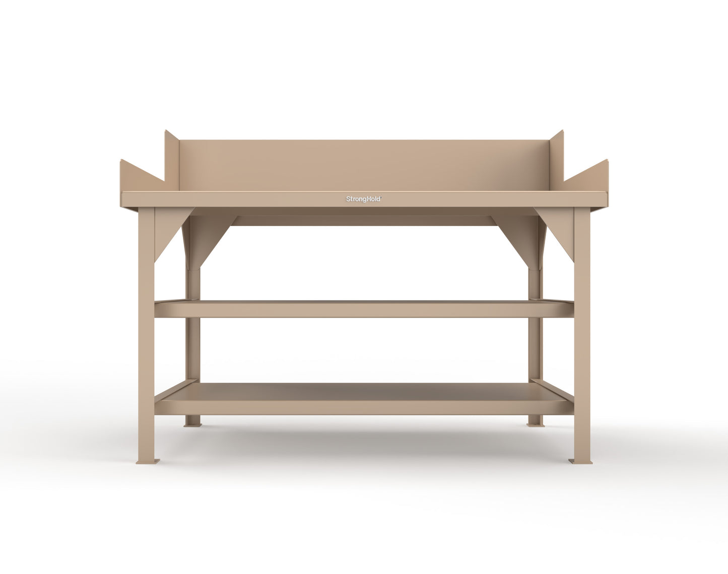 Extreme Duty 7 GA Shop Table with Side Guards, 2 Shelves - 60 In. W x 36 In. D x 46 In. H - T6036S/SG-1019