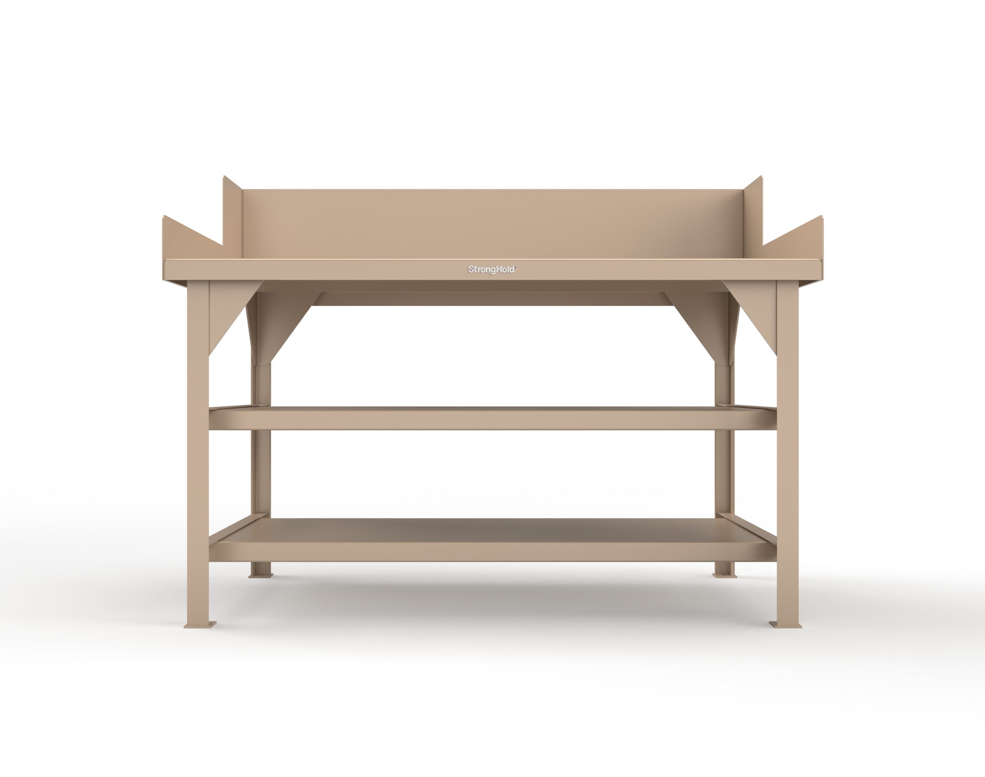Extreme Duty 7 GA Shop Table with Side Guards, 2 Shelves - 60 In. W x 36 In. D x 46 In. H - T6036S/SG-1019