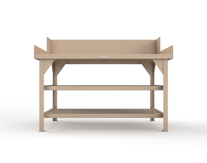 Extreme Duty 7 GA Shop Table with Side Guards, 2 Shelves - 60 In. W x 36 In. D x 46 In. H - T6036S/SG-1019