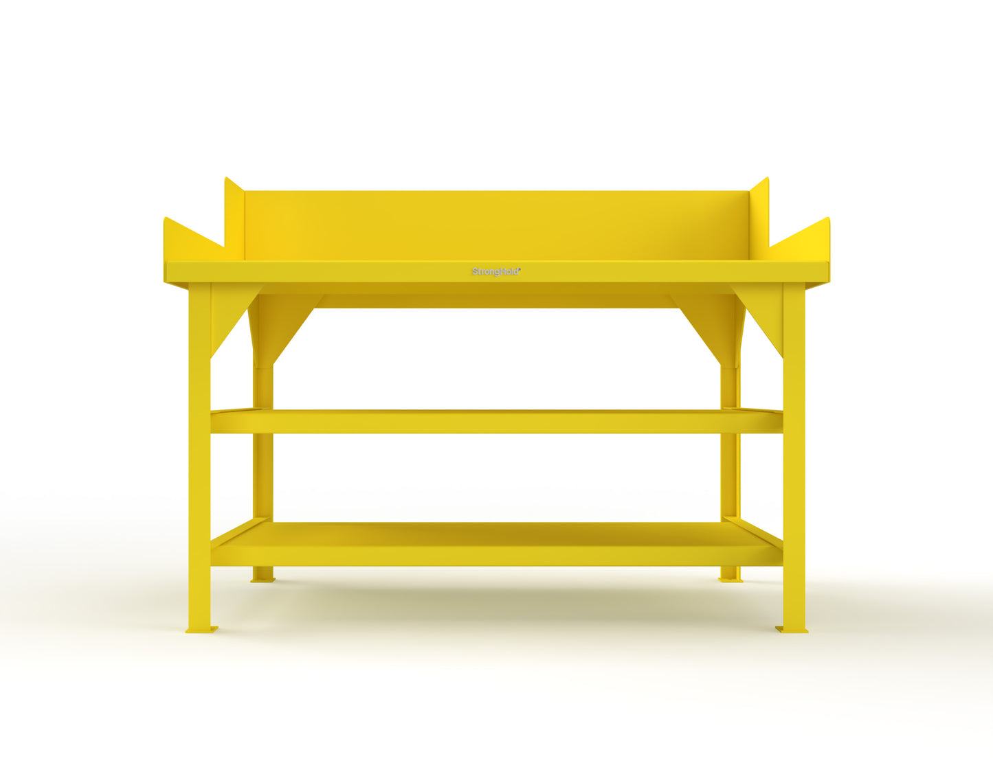Extreme Duty 7 GA Shop Table with Side Guards, 2 Shelves - 60 In. W x 36 In. D x 46 In. H - T6036S/SG-1023