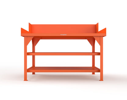 Extreme Duty 7 GA Shop Table with Side Guards, 2 Shelves - 60 In. W x 36 In. D x 46 In. H - T6036S/SG-2004