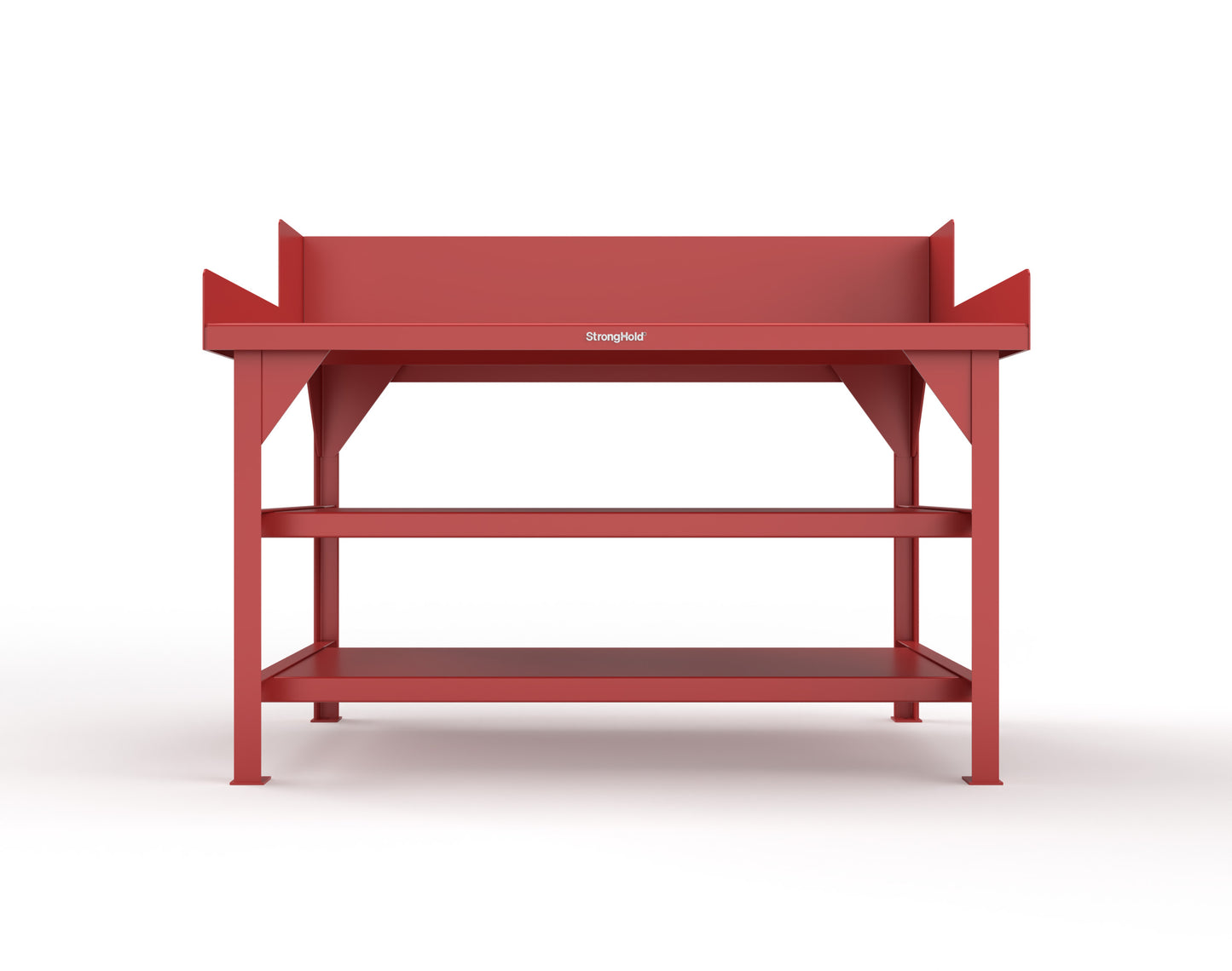 Extreme Duty 7 GA Shop Table with Side Guards, 2 Shelves - 60 In. W x 36 In. D x 46 In. H - T6036S/SG-3001