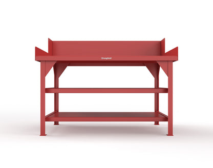 Extreme Duty 7 GA Shop Table with Side Guards, 2 Shelves - 60 In. W x 36 In. D x 46 In. H - T6036S/SG-3001