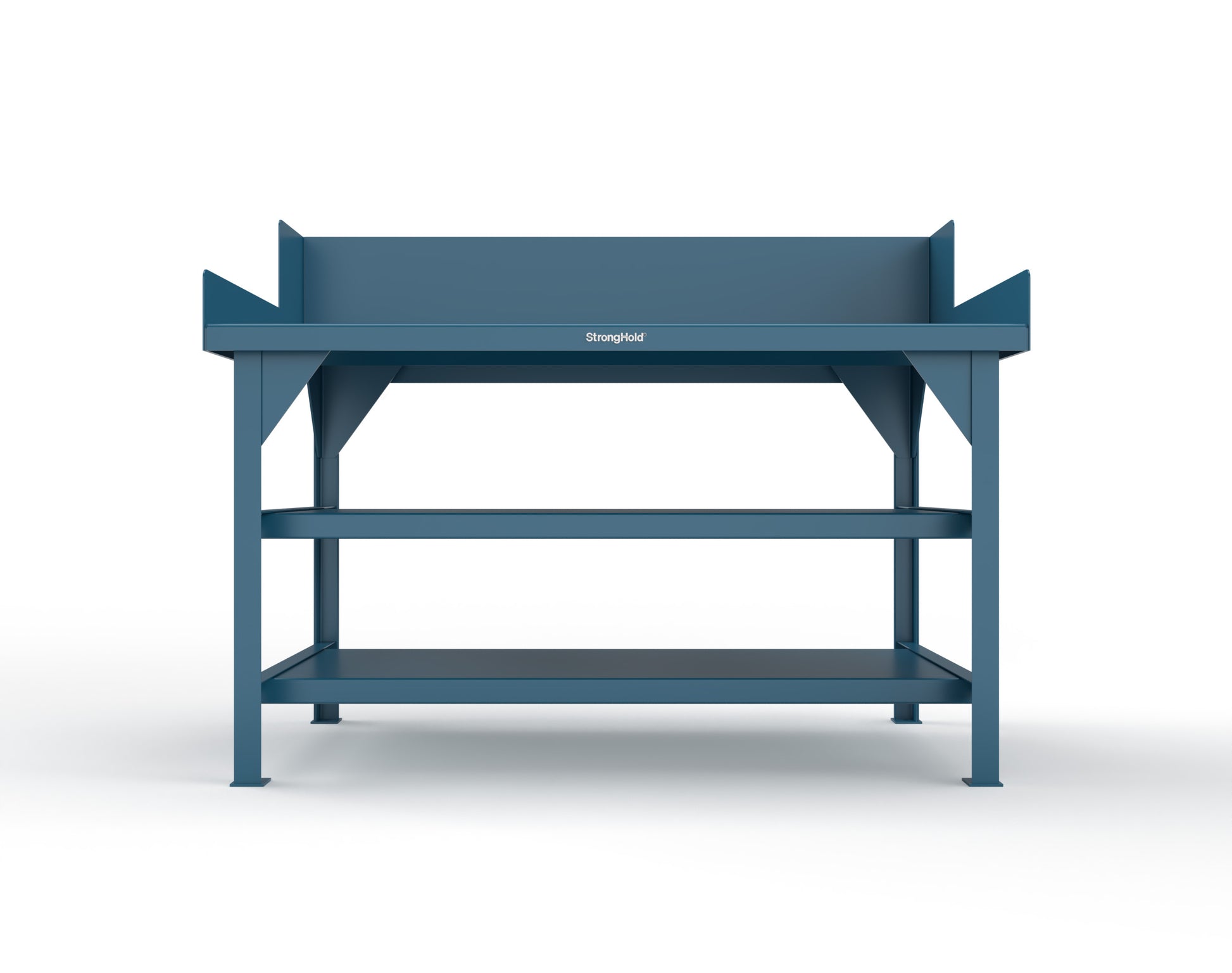 Extreme Duty 7 GA Shop Table with Side Guards, 2 Shelves - 60 In. W x 36 In. D x 46 In. H - T6036S/SG-5010