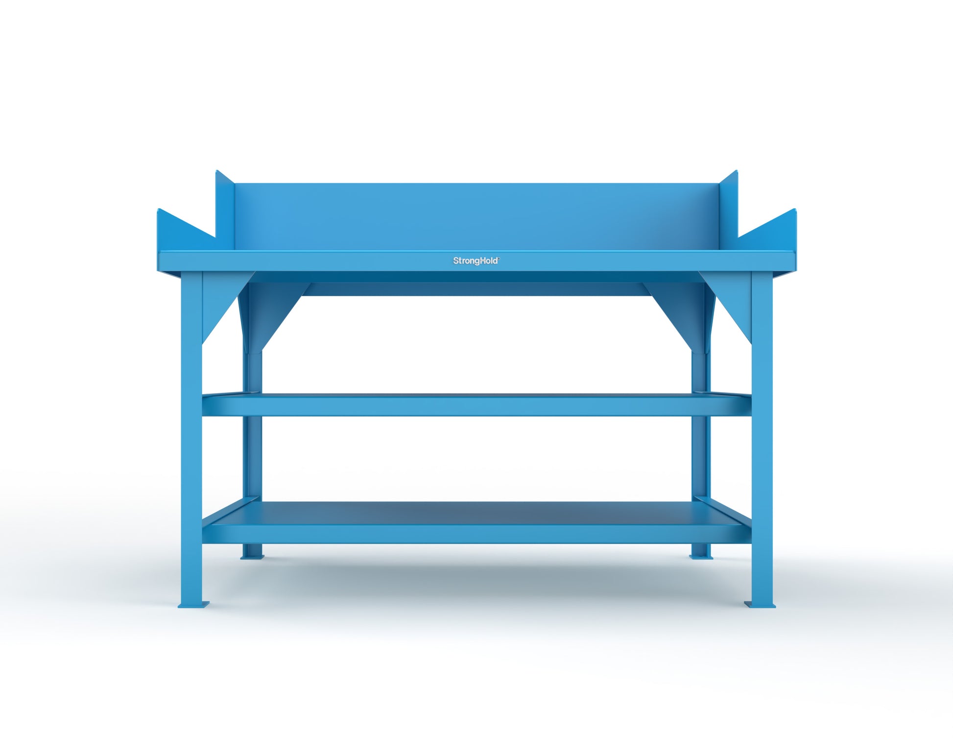 Extreme Duty 7 GA Shop Table with Side Guards, 2 Shelves - 60 In. W x 36 In. D x 46 In. H - T6036S/SG-5012
