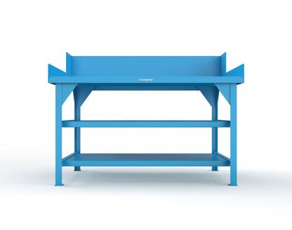 Extreme Duty 7 GA Shop Table with Side Guards, 2 Shelves - 60 In. W x 36 In. D x 46 In. H - T6036S/SG-5012
