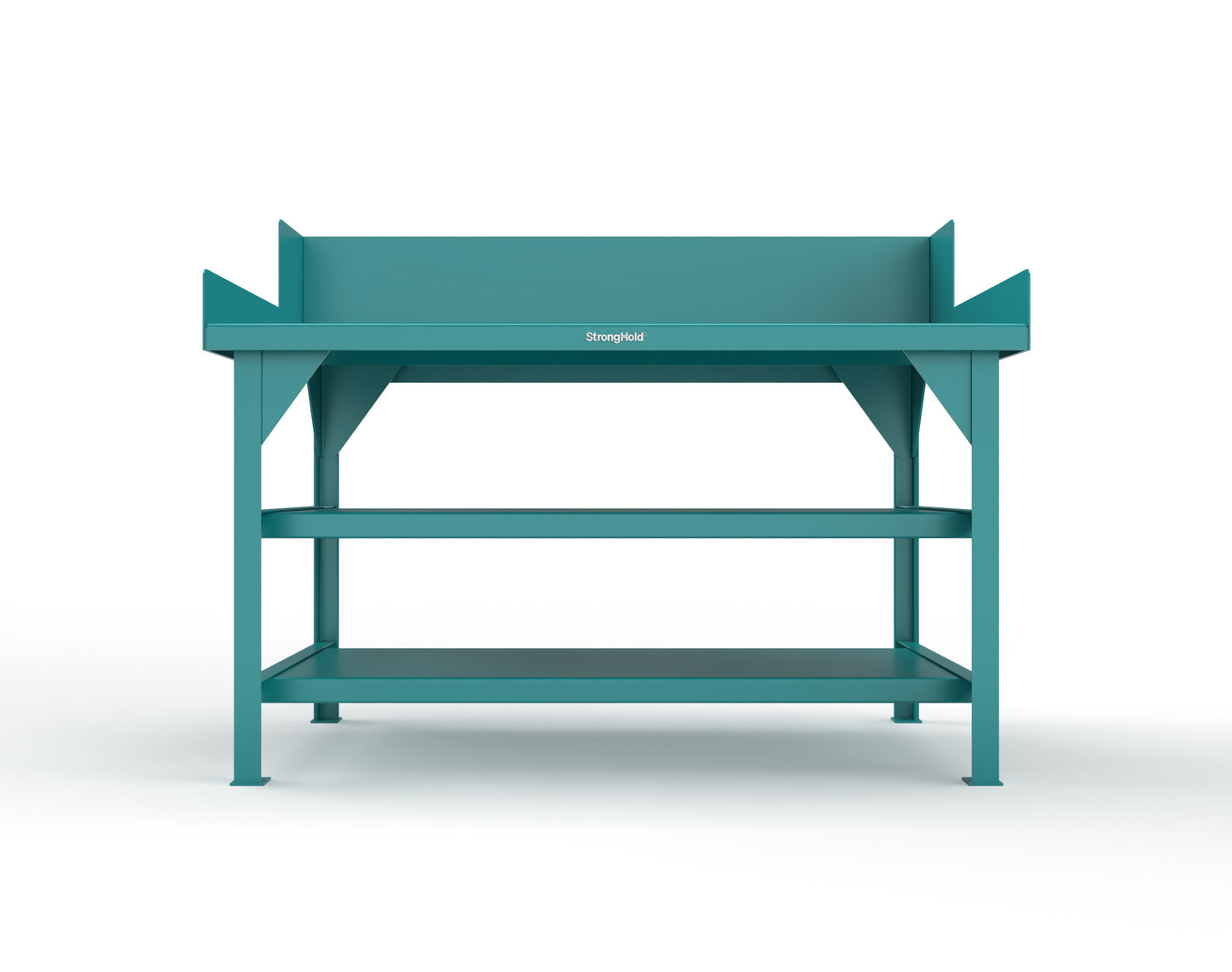 Extreme Duty 7 GA Shop Table with Side Guards, 2 Shelves - 60 In. W x 36 In. D x 46 In. H - T6036S/SG-5021