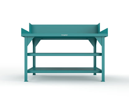 Extreme Duty 7 GA Shop Table with Side Guards, 2 Shelves - 60 In. W x 36 In. D x 46 In. H - T6036S/SG-5021