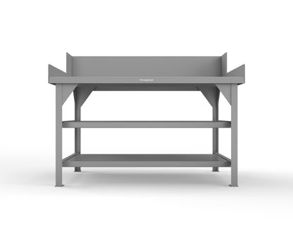 Extreme Duty 7 GA Shop Table with Side Guards, 2 Shelves - 60 In. W x 36 In. D x 46 In. H - T6036S/SG-7037