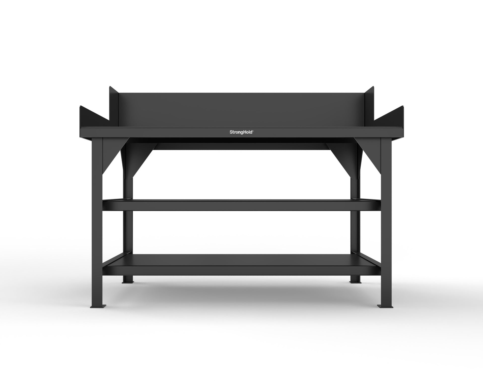 Extreme Duty 7 GA Shop Table with Side Guards, 2 Shelves - 60 In. W x 36 In. D x 46 In. H - T6036S/SG-9005