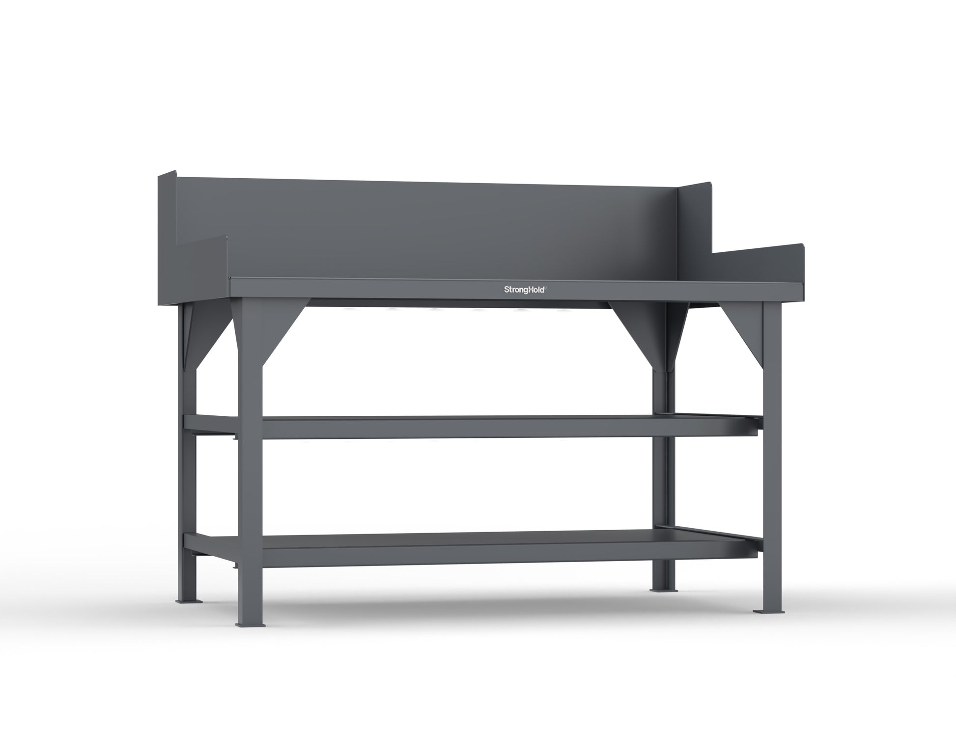 Extreme Duty 7 GA Shop Table with Side Guards, 2 Shelves - 60 In. W x 36 In. D x 46 In. H - T6036S/SG-7024