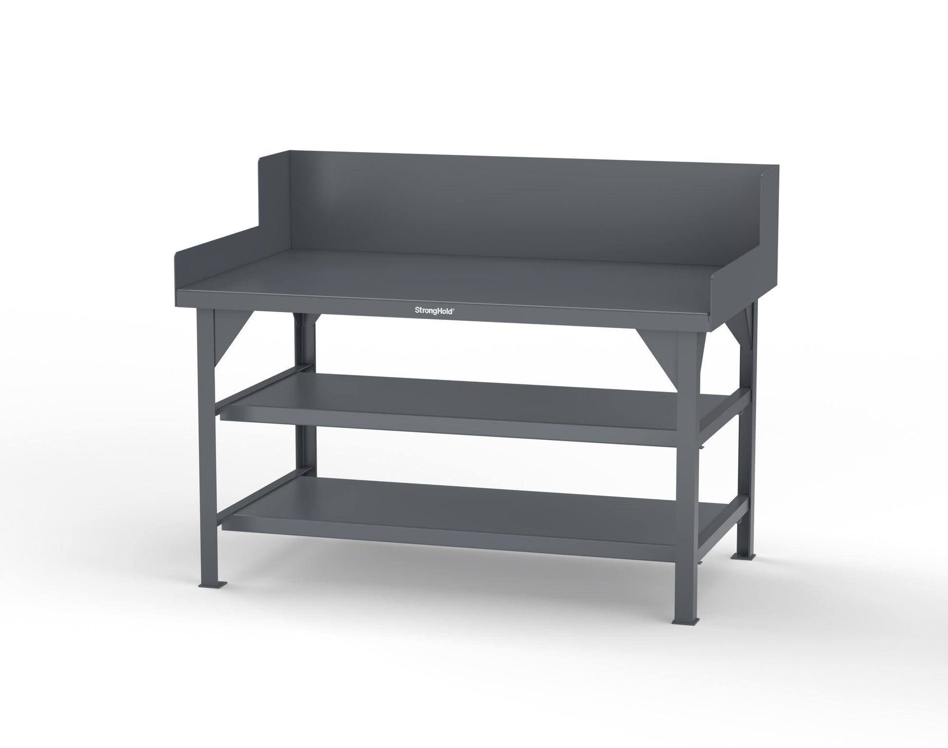 Extreme Duty 7 GA Shop Table with Side Guards, 2 Shelves - 60 In. W x 36 In. D x 46 In. H - T6036S/SG-7024