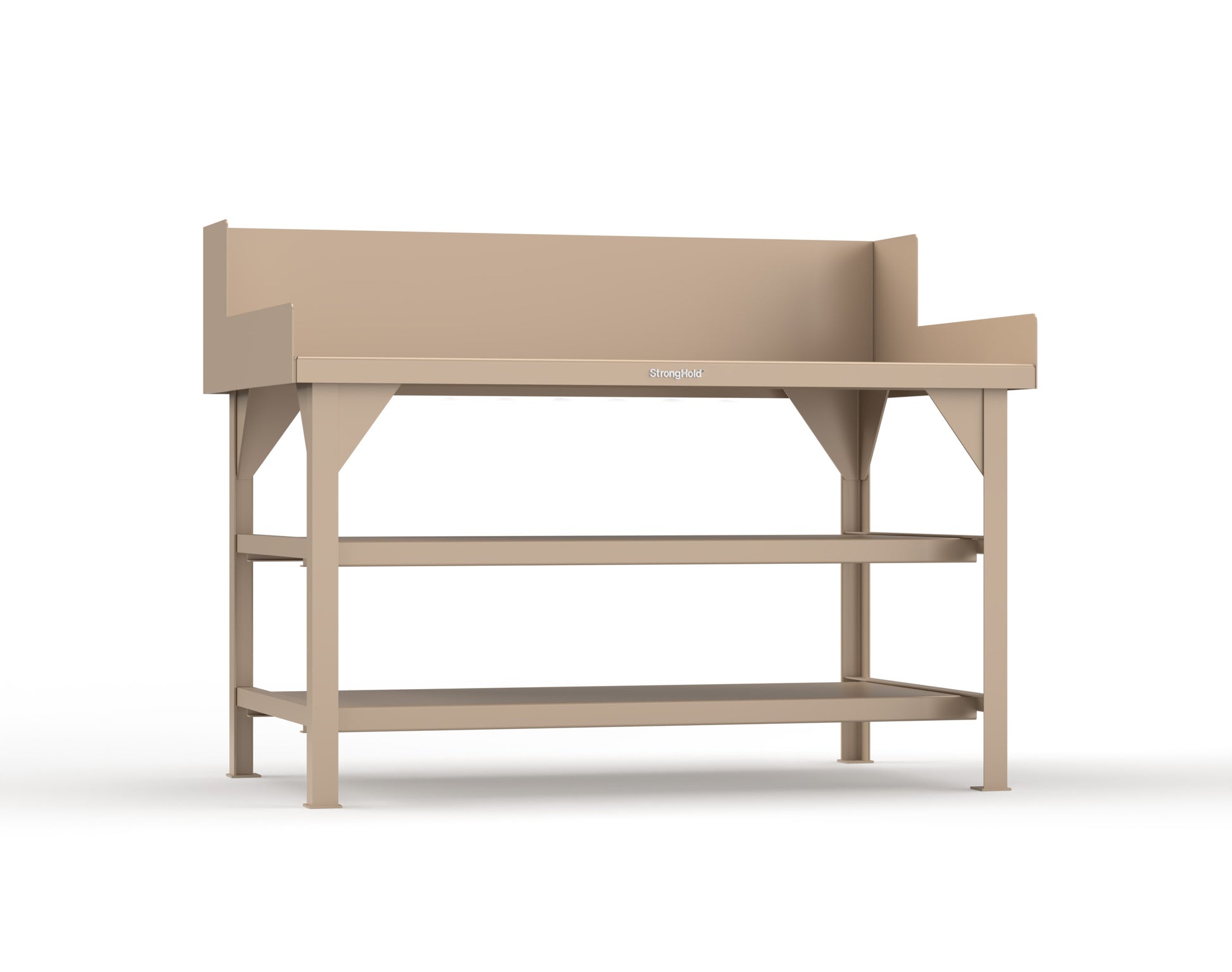 Extreme Duty 7 GA Shop Table with Side Guards, 2 Shelves - 60 In. W x 36 In. D x 46 In. H - T6036S/SG-1019