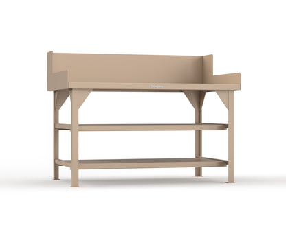 Extreme Duty 7 GA Shop Table with Side Guards, 2 Shelves - 60 In. W x 36 In. D x 46 In. H - T6036S/SG-1019