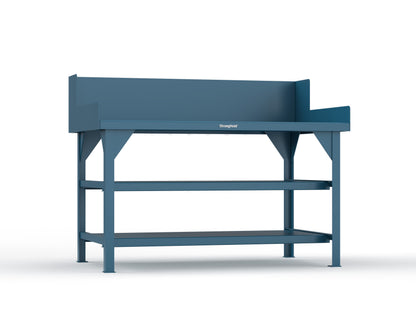 Extreme Duty 7 GA Shop Table with Side Guards, 2 Shelves - 60 In. W x 36 In. D x 46 In. H - T6036S/SG-5010