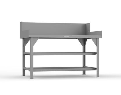 Extreme Duty 7 GA Shop Table with Side Guards, 2 Shelves - 60 In. W x 36 In. D x 46 In. H - T6036S/SG-7037