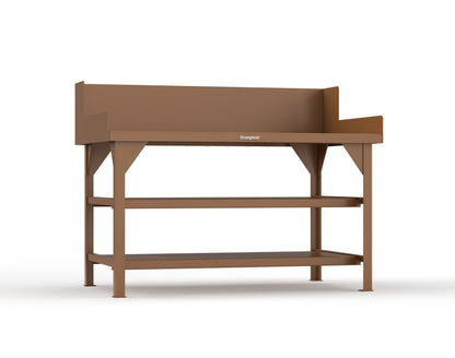 Extreme Duty 7 GA Shop Table with Side Guards, 2 Shelves - 60 In. W x 36 In. D x 46 In. H - T6036S/SG-8025