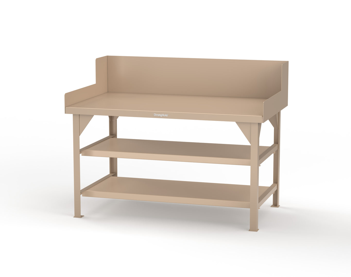 Extreme Duty 7 GA Shop Table with Side Guards, 2 Shelves - 60 In. W x 36 In. D x 46 In. H - T6036S/SG-1019