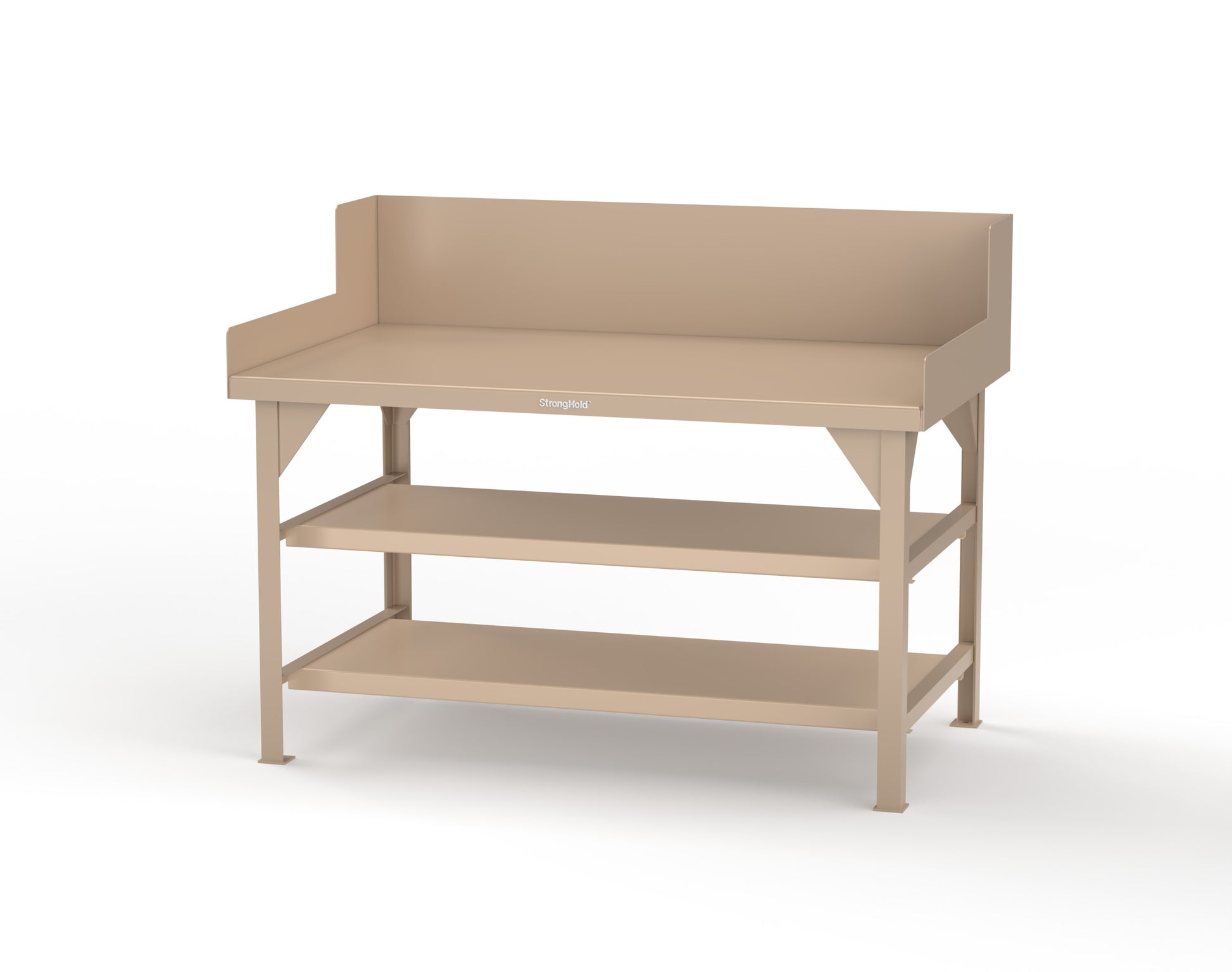 Extreme Duty 7 GA Shop Table with Side Guards, 2 Shelves - 60 In. W x 36 In. D x 46 In. H - T6036S/SG-1019