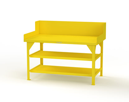 Extreme Duty 7 GA Shop Table with Side Guards, 2 Shelves - 60 In. W x 36 In. D x 46 In. H - T6036S/SG-1023