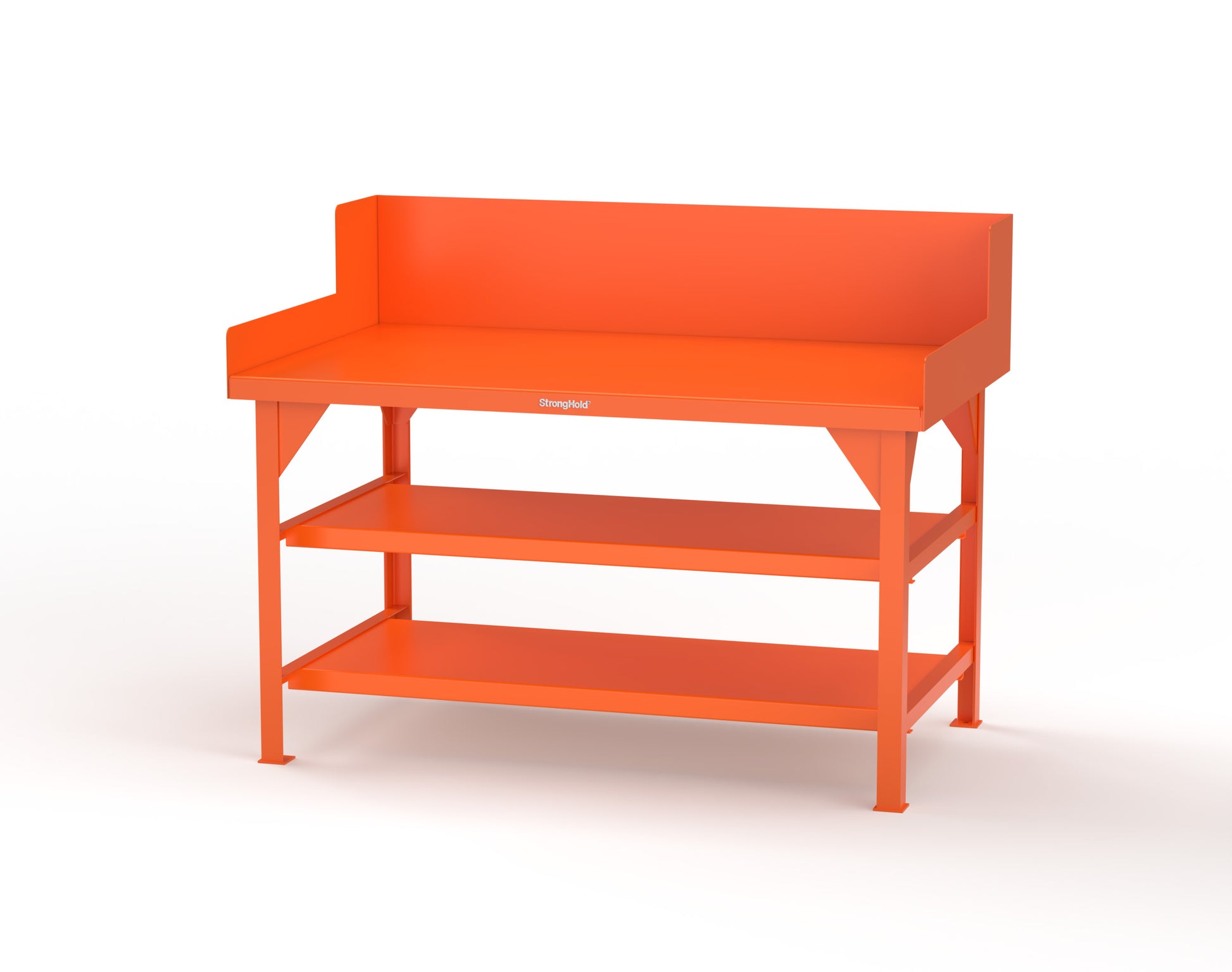 Extreme Duty 7 GA Shop Table with Side Guards, 2 Shelves - 60 In. W x 36 In. D x 46 In. H - T6036S/SG-2004