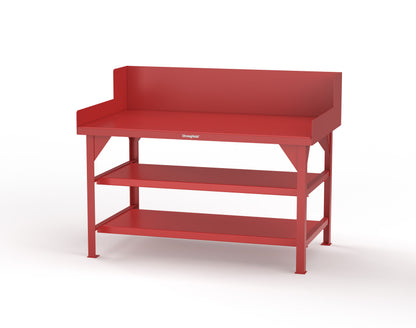 Extreme Duty 7 GA Shop Table with Side Guards, 2 Shelves - 60 In. W x 36 In. D x 46 In. H - T6036S/SG-3001