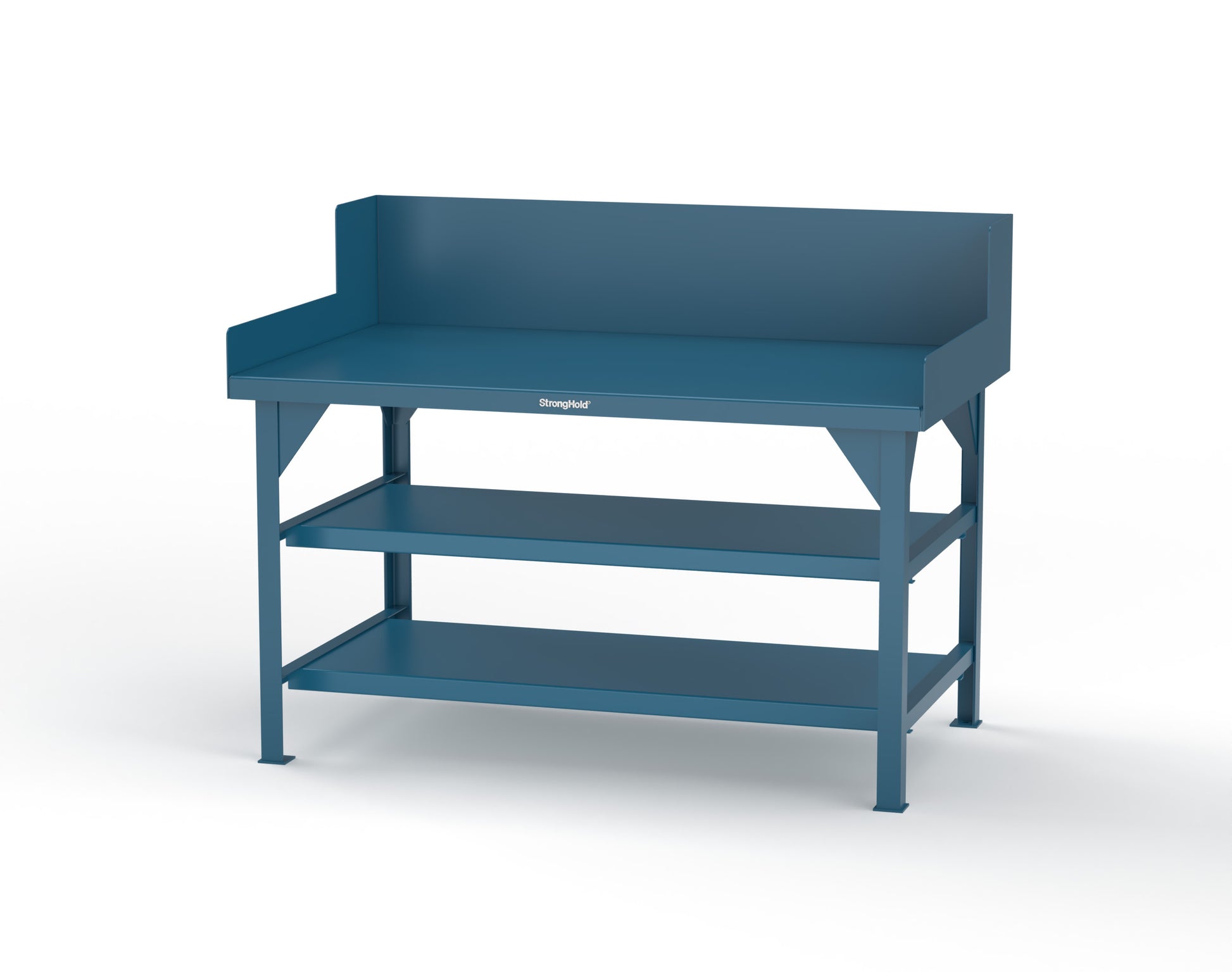 Extreme Duty 7 GA Shop Table with Side Guards, 2 Shelves - 60 In. W x 36 In. D x 46 In. H - T6036S/SG-5010