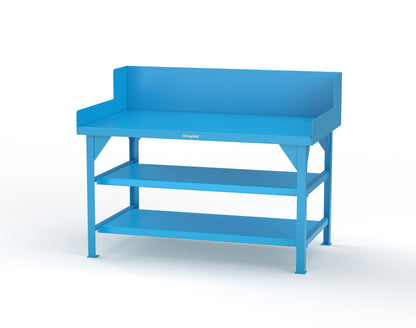 Extreme Duty 7 GA Shop Table with Side Guards, 2 Shelves - 60 In. W x 36 In. D x 46 In. H - T6036S/SG-5012