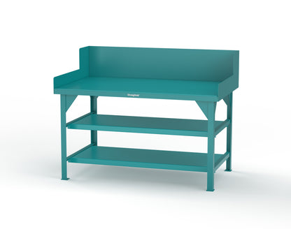 Extreme Duty 7 GA Shop Table with Side Guards, 2 Shelves - 60 In. W x 36 In. D x 46 In. H - T6036S/SG-5021