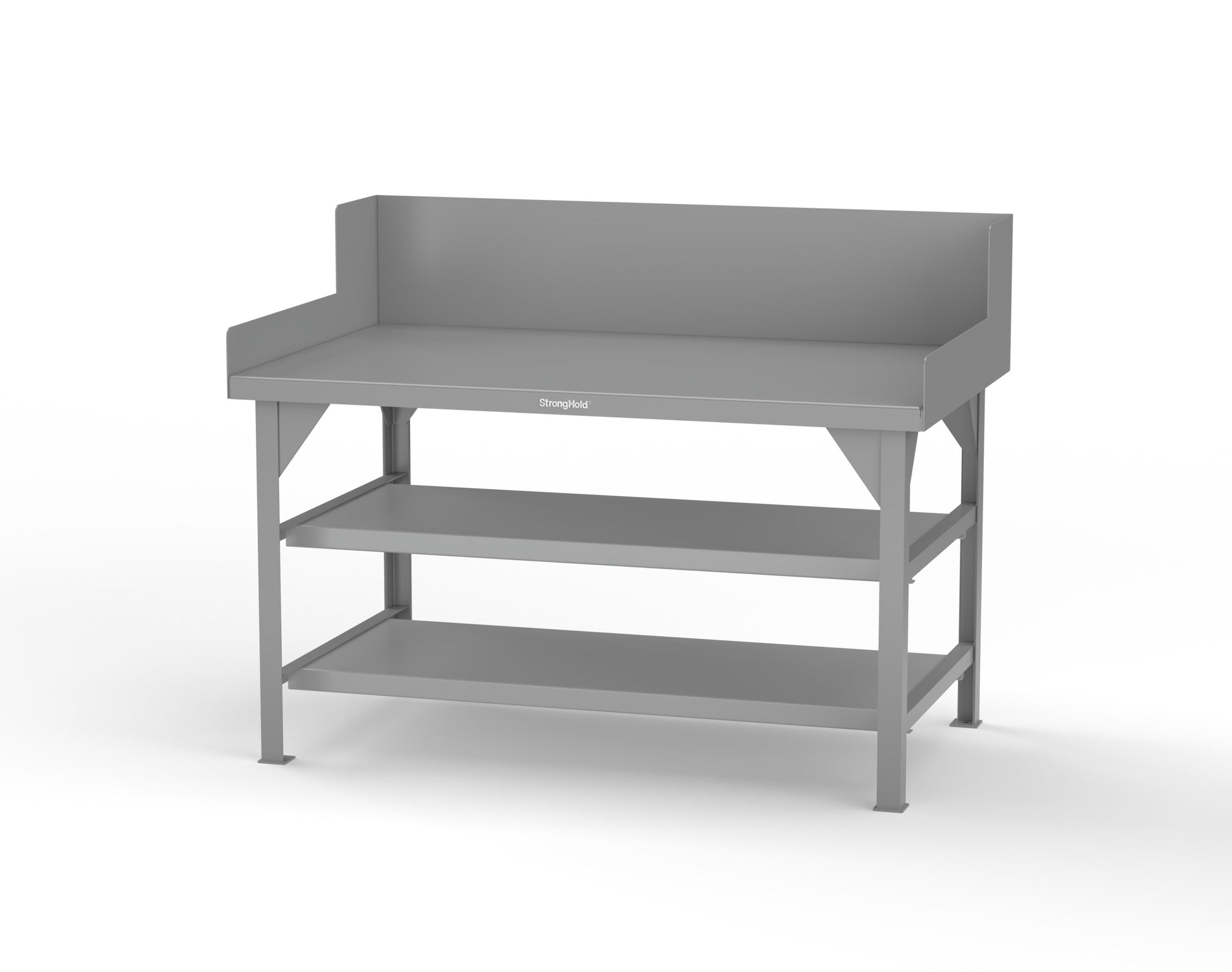 Extreme Duty 7 GA Shop Table with Side Guards, 2 Shelves - 60 In. W x 36 In. D x 46 In. H - T6036S/SG-7037