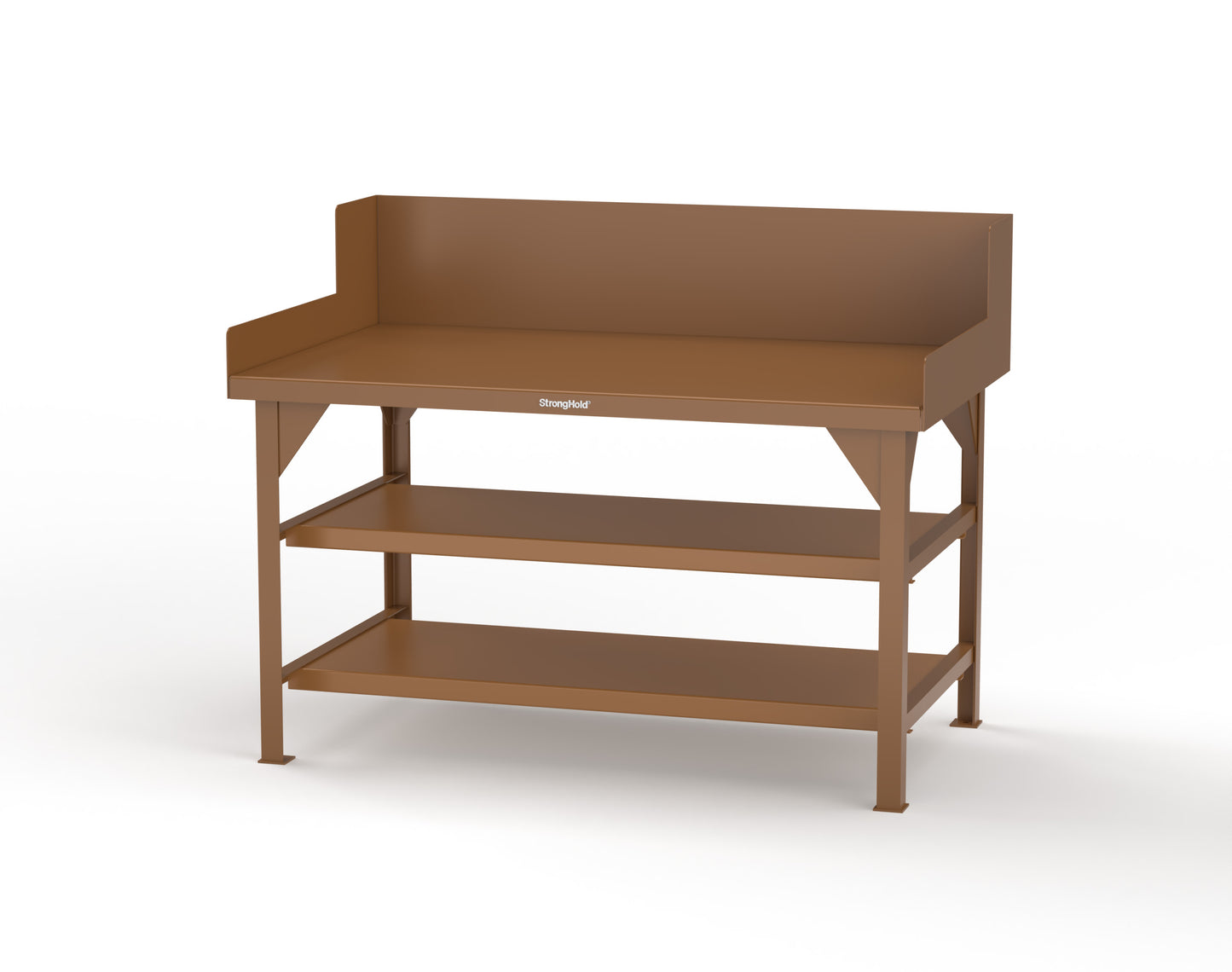 Extreme Duty 7 GA Shop Table with Side Guards, 2 Shelves - 60 In. W x 36 In. D x 46 In. H - T6036S/SG-8025