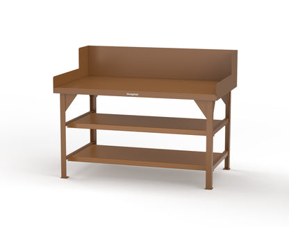 Extreme Duty 7 GA Shop Table with Side Guards, 2 Shelves - 60 In. W x 36 In. D x 46 In. H - T6036S/SG-8025
