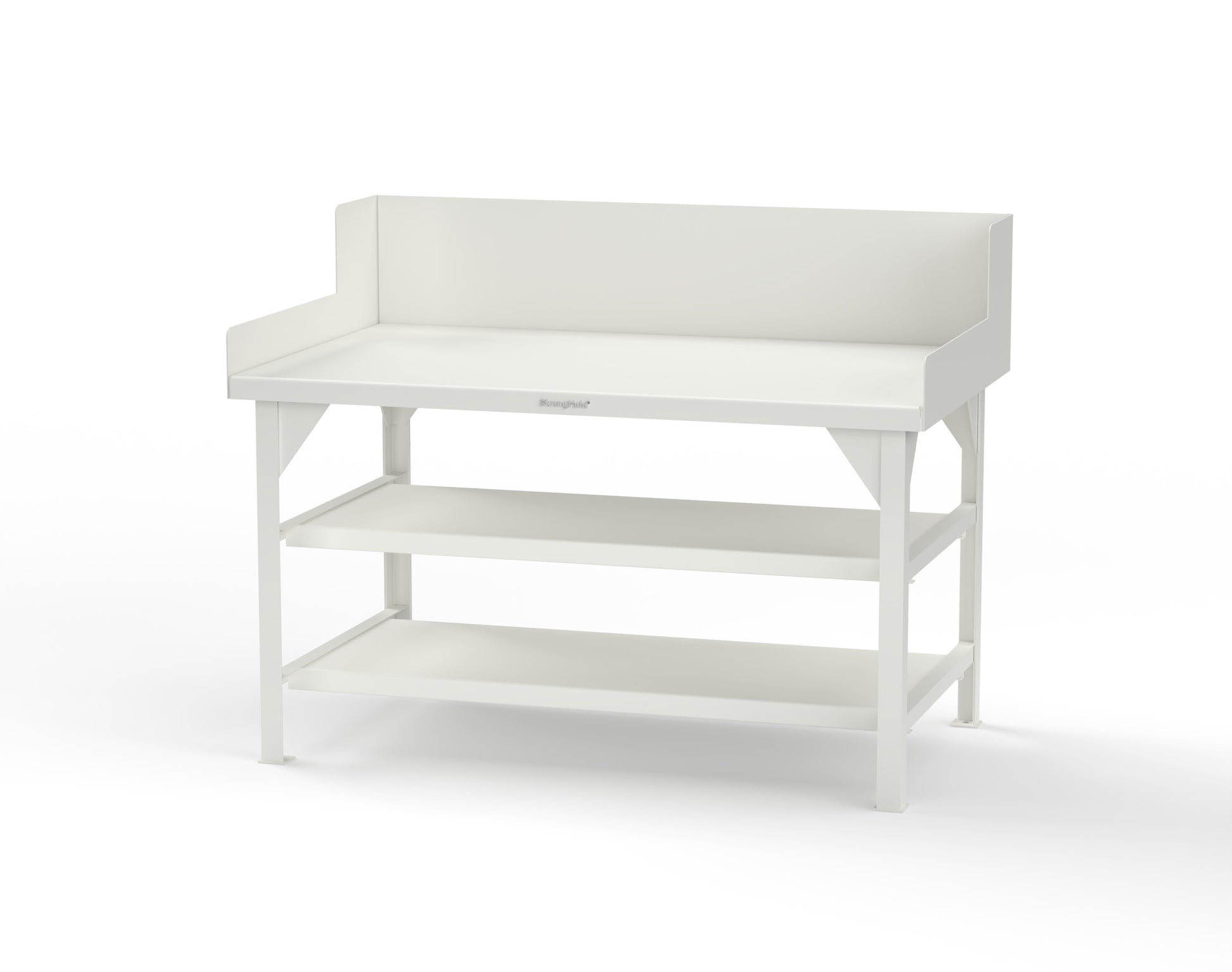 Extreme Duty 7 GA Shop Table with Side Guards, 2 Shelves - 60 In. W x 36 In. D x 46 In. H - T6036S/SG-9003
